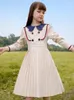 Girl Dresses Vintage Style Dress For Girls Autumn Spring Children School Uniform Clothes Kids Long Sleeve Pleated Hem Princess Gowns 5-12Y