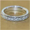Wedding Rings Classic Women Band Ring Fl Paved Crystal Zircon Stone Brilliant Lover Engagement Party Round Jewelry Gift3 Drop Deliver Dh7H8
