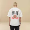 デザイナーRhudeファッションティーヒップホップTシャツトランプトレンドブランドシンプルな汎用性の高いハイストリートカップルサマールーズTシャツストリートウェアトップススポーツウェア卸売