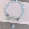 Link Bracelets Moonlight Bead Butterfly Bracelet For Women Elastic Sea Blue Glass Personalized Temperament 2024 In Fashion Jewelry