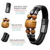 Chain Natural Tiger Eye Stone Bracelet For Man Classic Double-deck Leather Bracelets Bead Bangles Stainless Steel Magnetic Jewelry 231118