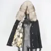 Parka imperméable en fausse fourrure pour femme, manteau en vrai lapin, col de raton laveur naturel, veste d'hiver, vêtements d'extérieur pour femmes, amovible et chaud, 231120