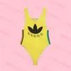 Maillot de bain jaune pour femme Designer Logo Bikini Stripe Maillot de bain une pièce pour femme Sports d'été Maillot de bain