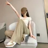 レディースパンツSアイスシルクウエディレッグパンツ女性春と夏のハイウエストドレープルーズ可視リーンストレートカジュアルモッピング230419