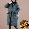 Trenchs de femmes manteaux 2023 hiver coton Parka vêtements dossier floral velours ajouter épais garder au chaud à capuche dames manteau mi-long