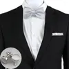 Bow Ties Men Set Solid Color Bowtie Cravat Mankiety Mankiety chusteczki moda Maszy Motyl Wedding na akcesoria koszulowe