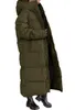 Dames winterjas Lange gewatteerde jas met capuchon Maxi-lengte pufferjack met lange mouwen Gewatteerde jas Winterbovenkleding 4S6HV