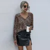 Women's Blouses 2023 Casual Loose Women Long Sleeve Leopard Blouse V Neck Shirt OL Party Top Dames Streetwear Blusas Femininas Elegante