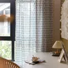 カーテンの葉綿のリネンの窓のカーテン印刷された緑の葉のセミ薄いドレープは、生きている寝室の装飾のためにタッセルでドレープされていますtj7070