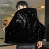 Stilista più cappotto in peluche nero chiaro addensato in lana 2023 primavera e autunno nuovo top da uomo di grandi dimensioni versione coreana del cappotto di tendenza nella giacca dell'isola