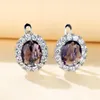 Boucles d'oreilles créoles luxe cristal violet ovale pierre multicolore Zircon petit classique couleur argent mariage pour femmes