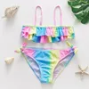 2021 Girls Swimsuit Two Piece Hot Stamping Children's Swimwear 4-16 Years Girls Beachwear Bathing Suit JX25 SwimTwo-Piece Suits swimwear slmtic girls 15 years