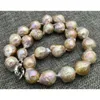 Pendant Necklaces Big 13-16mm Natural South Sea Purple Multicolor Baroque Pearl Nelace 18"