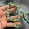 バングル10mm緑色のドラゴンagateボールブレスレットchalcedony