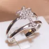 Klusterringar 2023 Fashion Coconut Zirconia Ring Female Double Layer Finger Wedding Party Birthday Present 925 Stamp Smycken