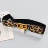 Belts Women's Vintage Metal Buckle Leopard Print Pu Leather Belt For Women Elastic Waistband Decoration Dress Female