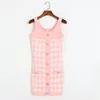 Casual Jurken Gebreide Vintage Voor Houndstooth Vrouwen 2023 Zomer Ontwerpers O-hals Mouwloze Mini Jurk Slanke Vestido Feminino