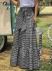 Jupes Femmes Longues Maxi Jupes Celmia 2023 Automne Vintage Taille Haute Femme Faldas Casual Plaid Vérifier Lâche Imprimé Ceinture Plissée Jupe P230420