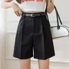 Women's Shorts Fashion High Street Drape Suit Women Casual Solid Color Waist Zipper Office Lady Summer Bottoms With Belt 230419