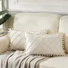 Cushion Decorative Pillow Inyahome Velvet Waist Throw with Pompom Solid Color Decorative Cushio Pink Grey Green Home case 230419