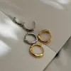 Boucles d'oreilles créoles couleur or argent, épaisses et fines martelées pour femmes et filles, bijoux Vintage en acier inoxydable, Aretes Para Mujer