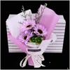 Altre forniture per feste festive Mazzi di laurea 3 fiori di sapone di girasole Forniture per feste festive Confezione regalo Fiore di rosa artificiale Bou Dh1Fk