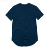 Erkekler Tişört Moda Genişletilmiş Sokak Stil-Shirt Giyim Kavisli Kem Uzun Çizgi Üstler Tees Hip Hop kentsel Boş Basic T Shirt TX135T0XV