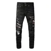 Zwart groene jeans heren designer jeans Merk Man Lange broek Broeken Street chic Luxe Skinny Slim Straight Biker Jean Ripped Hole Stretch miris Jeans Distressed