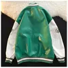 Kvinnor jackor American Vintage Letter Embryodry Leather Jacket Coat Street Trend Home Run Uniform Loose Top 231120