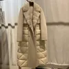 Women's Down Parkas vinterjacka med naturlig mink päls för krage vit gåsrock lyxig riktig kashmir ullbälte smal 231118