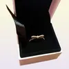 925 Sterling Silver Sparkling Bow Ring Set Original Box For Grain Women Wedding Cz Diamond Bowknot 18K Rose Gold Ring5076751