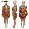 Macacões femininos Rompers cm.yaya chic mulheres amarre corante preto furo colar de lapela de manga longa estilo de camisa 2023 spring insearne terno de traje de traje p230419