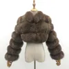 Futro dla kobiet Faux Janefur przycięte mini płaszcz StandCollar Women 2023 Modna luksusowa kobieta zima prawdziwe kurtki 231118