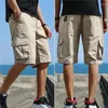 Men's Shorts Summer Cargo Solid Large Pockets Athletic Loose Wide-leg Straight-leg Pants Street