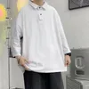Homens camisetas Verão coreano manga curta homens polo high street solto emendado listrado moda all-match roupas de grandes dimensões preto branco