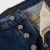 Jeans da uomo High Street Fashion Uomo retrò blu scuro elasticizzato skinny fit in pelle strappata pantaloni di marca hip hop firmati