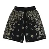 High street men amiryes dark cashew flower print cotton loose drawstring vintage sport shorts