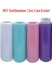 DIY SUBLIMATION 12oz Can Cooler Slim Can Isolator rostfritt stål Tumbler Vakuumisolerad flaska kall isolering kan stock9351281
