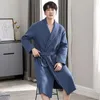 Men's Sleepwear 2024 Pajamas Autumn Winter Thickened Air Cotton Sandwich Bathrobe Spring Pure Thin Integrated Homewear