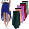 Skirts SETWIGG Summer Bohemian Style Dip Hem Long Chiffon Skirts Elastic Waist High Low Long Pleated Asymmetric Chiffon Skirts 15 Color P230420