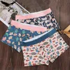 Onderbroek 4 stcs/lot heren boksers met print slipjes ondergoed ondergoed katoen onderbroek kleuren shorts man voor man merk pouch trunk cartoon 230420