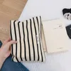 Cosmetic Bags Woman Stripe Bag Cotton Canvas Female Travel Zipper Makeup Pouch Sanitary Pads