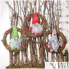 Świąteczne dekoracje imprezowe przyjęcia ozdób świątecznych sztuczny rattan wiszący girlands wieniec wisiorki pluszowe gnome sezonowe DHG4T