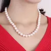 قلادة قلادة Dainashi 100 ٪ Natural Freshwate Pearl Necklace AA Grade 8-9mm أبيض بالقرب من قلادة المجوهرات المستديرة مع Budffly Buckle231118