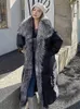 Women's Down Parka Winter Coats With Big Silver Fur Collar Trim Goose Duck Jacket Female Loose Fashion Detachable Long 231118