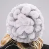 Bonnets Bonnet/Crâne Casquettes Russie Hiver Réel Chapeau De Fourrure Femmes Véritable Rex Bon Élastique Tricoté CapsBeanie/Skull Beanie/SkullBeanie/Skull E