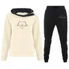 Dames tweedelige broek Broeksets voor dames 2 stuks Herfst Winter Fleece Liefde Print Casual Sport Hoodie Set Jurken Bruiloftsgast