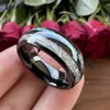 Bant Yüzükleri 8mm Erkekler Kadın Tungsten Aly Band Yüzük Mavi Karbon Fiber ve Beyaz Meteorit Kakma Konforu Uygun 231118