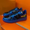 Designer Trainer Sneaker Casual Shoes 2022 Calfskin Leather Virgil Black White Green Red Blue Leather Overlays Platform Low Sneakers Size 36-45 05