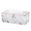 Tissue Boxes Napkins Marble Golden Rim Tissue Box Desktop Washroom Towel Paper Holder Office Desk Tissue Protected Case Metal Color Edge Napkin Box 230419